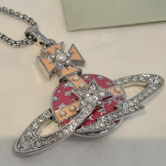 Vivienne Westwood Pink Galaxy Crystal Orb Necklace - Picture 2 of 3